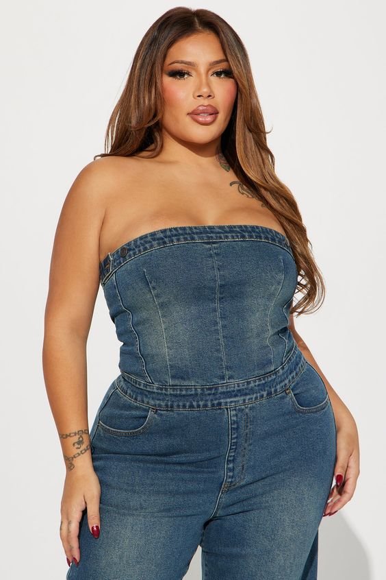 corset top plus size in denim