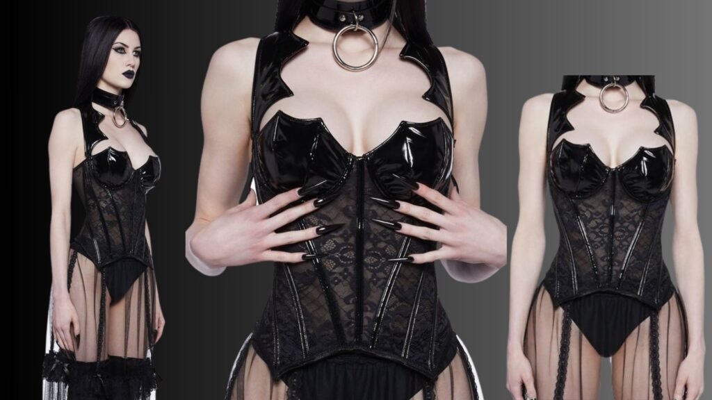 Gothic style black curvy corset