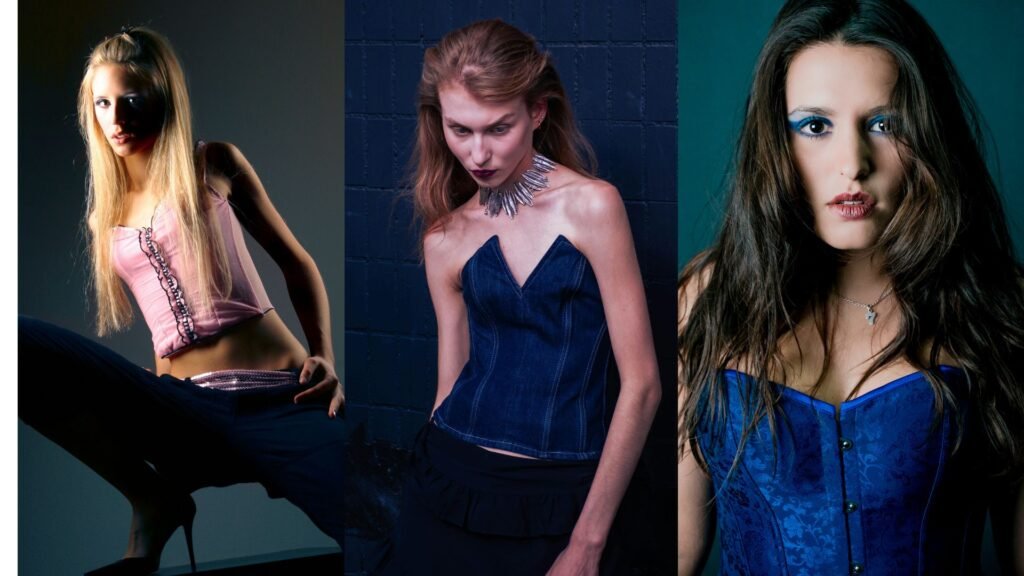 Denim Corset Top in Gothic Style