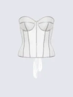 white rhhinestone corset top