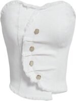 White Denim Corset Top
