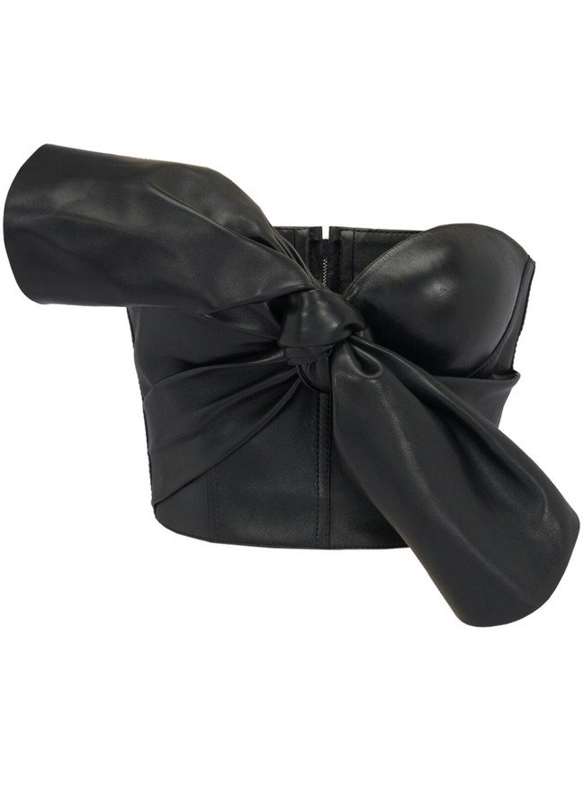 Black Leahter Crop top corset