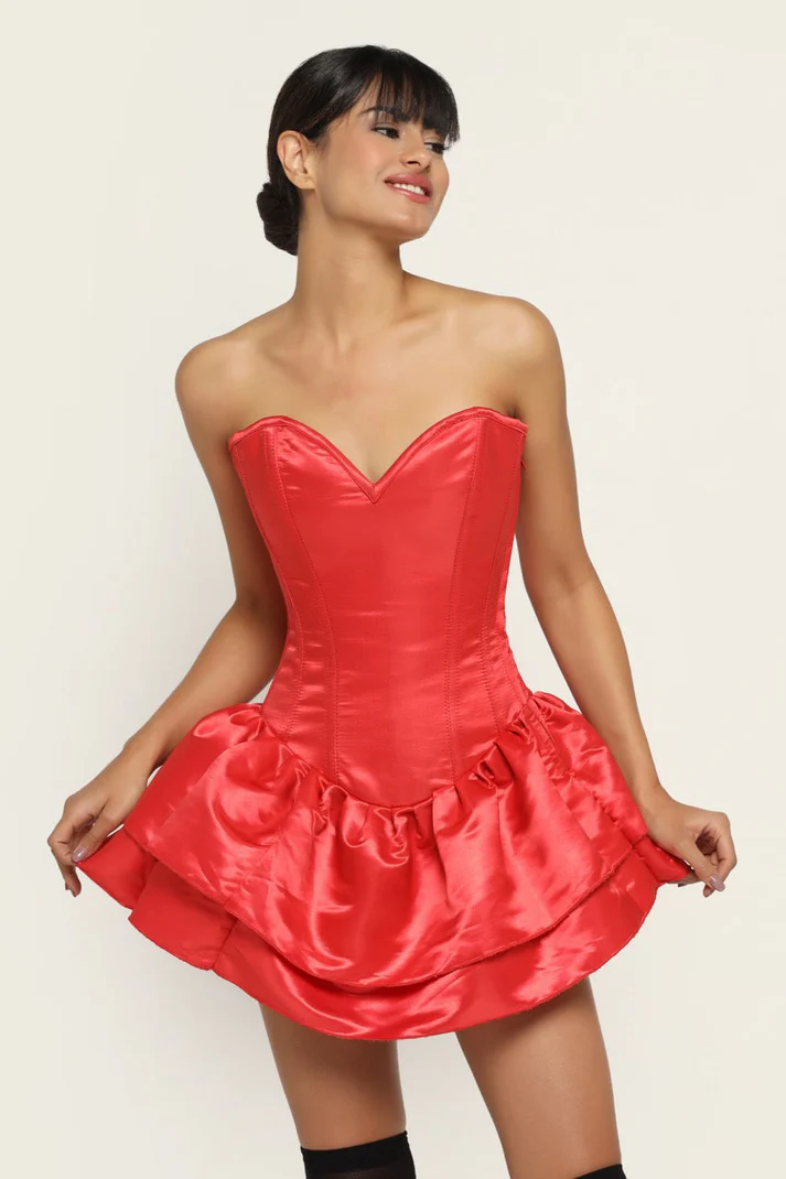 Red Satin Cosplay Party Corset Dress