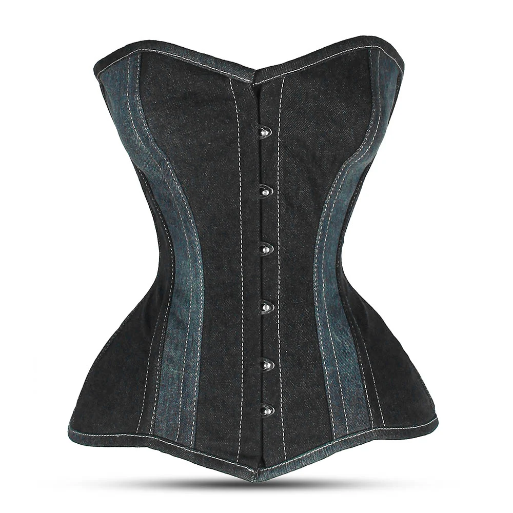 Denim lace up corset - Over the Bust Waist Denim Corset