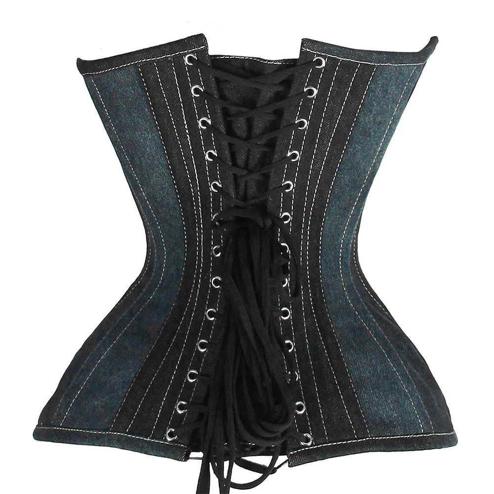 Denim lace up corset - Over the Bust Waist Denim Corset