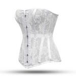 White Mesh Overbust Corset -Laced Waist Corset