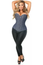 denim corset , corset for women , top jeans corset , denim top , denim blue corset