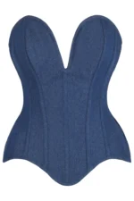 denim corset , corset for women , top jeans corset , denim top , denim blue corset