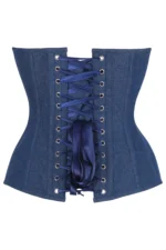 denim corset , corset for women , top jeans corset , denim top , denim blue corset