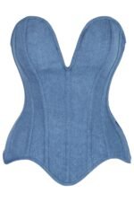 denim corset , corset for women , top jeans corset , denim top , denim blue corset