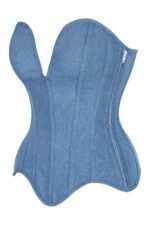 denim corset , corset for women , top jeans corset , denim top , denim blue corset