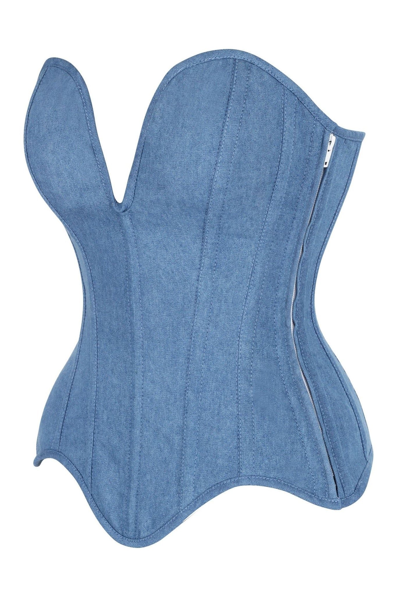 denim corset , corset for women , top jeans corset , denim top , denim blue corset