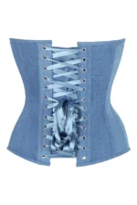 denim corset , corset for women , top jeans corset , denim top , denim blue corset