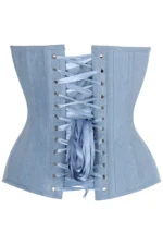 denim corset , corset for women , top jeans corset , denim top , denim blue corset