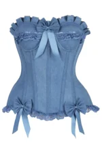 denim corset , corset for women , top jeans corset , denim top , denim blue corset