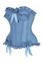 denim corset , corset for women , top jeans corset , denim top , denim blue corset