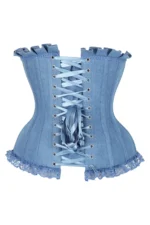 denim corset , corset for women , top jeans corset , denim top , denim blue corset
