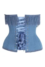 denim corset , corset for women , top jeans corset , denim top , denim blue corset