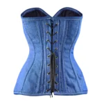 Denim lace up corset - OverBust Waist Trainer Front Zipper Corset