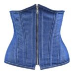 Blue Denim corset top - Waist Under Bust Corset Front Zip