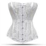 White Mesh Overbust Corset -Laced Waist Corset