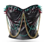 Black Leather Corset Plus Size - Over bust Corset Top