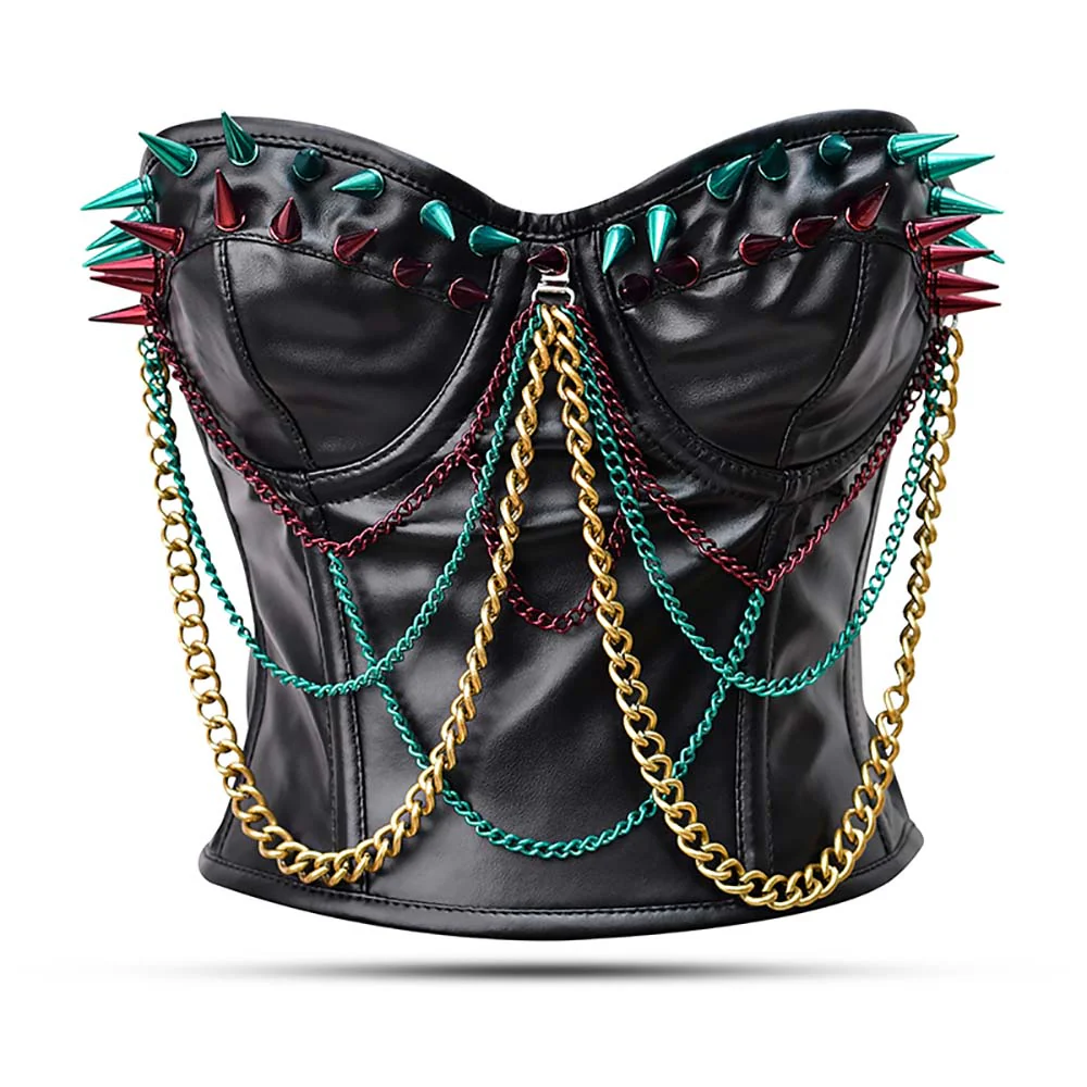 Black Leather Corset Plus Size - Over bust Corset Top