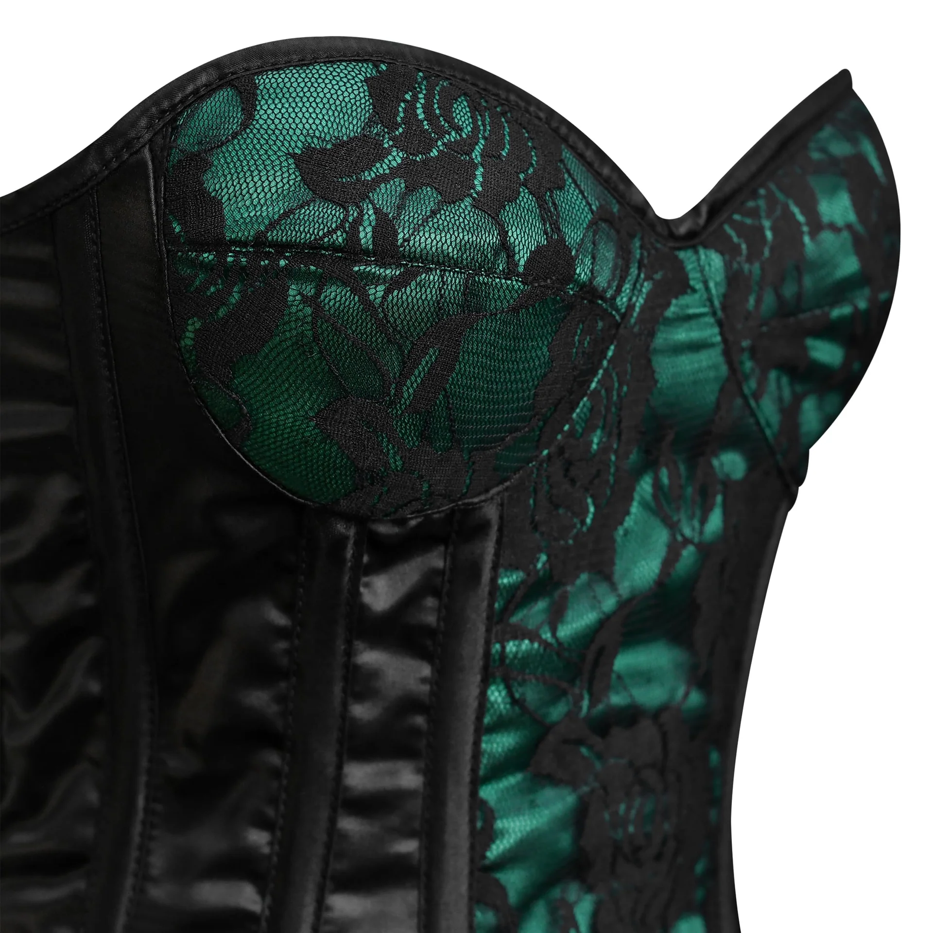 Green and Black Mesh corset top - Laced Waist Corset Bustier