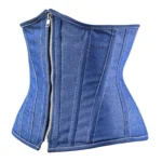 Blue Denim corset top - Waist Under Bust Corset Front Zip
