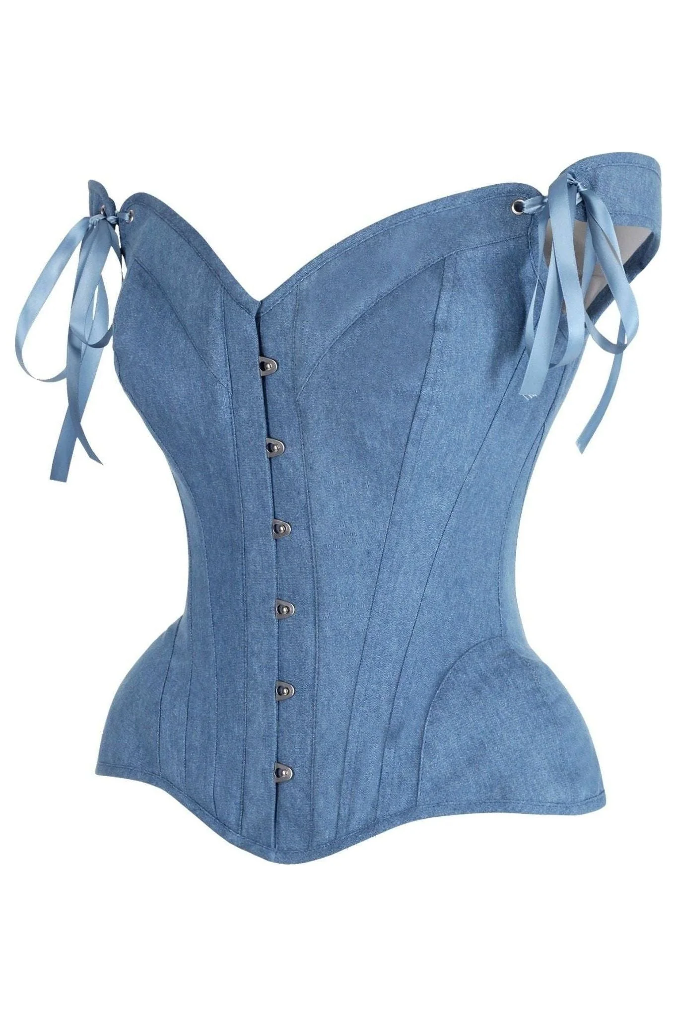 denim corset , corset for women , top jeans corset , denim top , denim blue corset