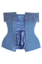 denim corset , corset for women , top jeans corset , denim top , denim blue corset