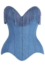 denim corset , corset for women , top jeans corset , denim top , denim blue corset