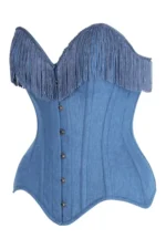 denim corset , corset for women , top jeans corset , denim top , denim blue corset