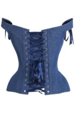 denim corset , corset for women , top jeans corset , denim top , denim blue corset