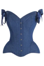 denim corset , corset for women , top jeans corset , denim top , denim blue corset