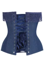 denim corset , corset for women , top jeans corset , denim top , denim blue corset