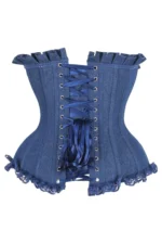 denim corset , corset for women , top jeans corset , denim top , denim blue corset