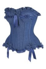 denim corset , corset for women , top jeans corset , denim top , denim blue corset