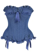 denim corset , corset for women , top jeans corset , denim top , denim blue corset