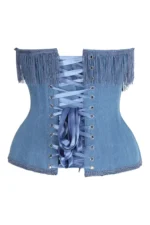 denim corset , corset for women , top jeans corset , denim top , denim blue corset