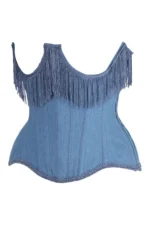 denim corset , corset for women , top jeans corset , denim top , denim blue corset