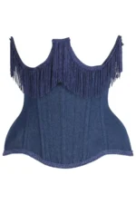 denim corset , corset for women , top jeans corset , denim top , denim blue corset