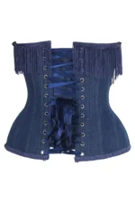 denim corset , corset for women , top jeans corset , denim top , denim blue corset