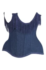 denim corset , corset for women , top jeans corset , denim top , denim blue corset