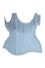 denim corset , corset for women , top jeans corset , denim top , denim blue corset