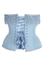 denim corset , corset for women , top jeans corset , denim top , denim blue corset