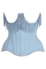 denim corset , corset for women , top jeans corset , denim top , denim blue corset