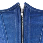 Blue Denim corset top - Waist Under Bust Corset Front Zip
