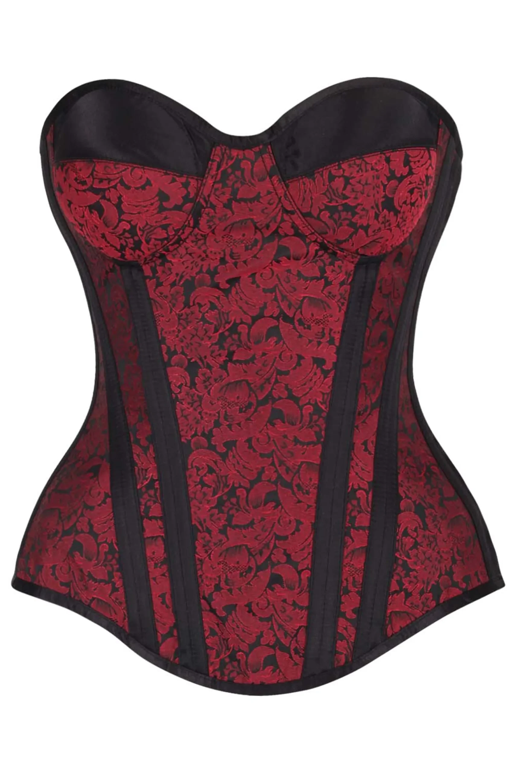 Red & Black Enchanted Satin Brocade Halloween Corset Top