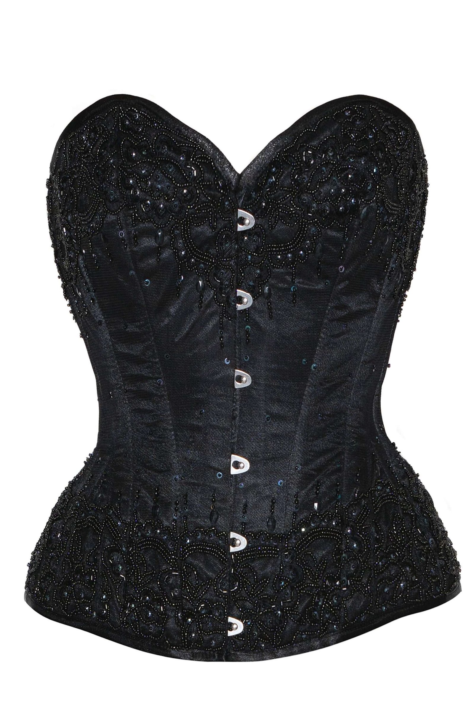 Beautiful Black Couture Satin Halloween Bustier Corset Costume Dress
